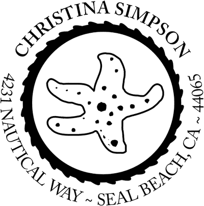 Round Starfish Address Stamp