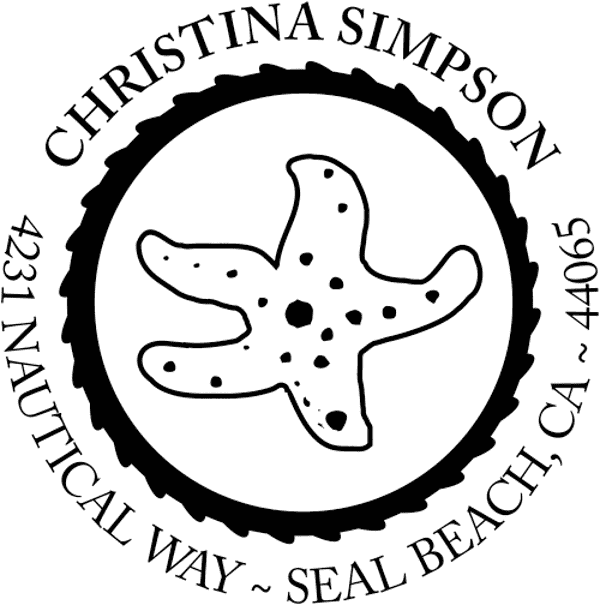 Round Starfish Address Stamp