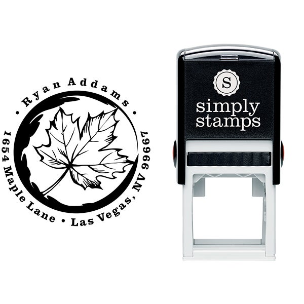 Fall Maple Leaf Custom Address Stamp Body and Design