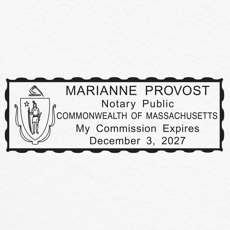 Massachusetts Notary Seal Impression on White Background