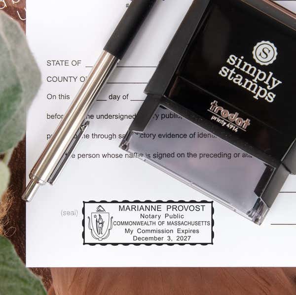 Massachusetts Self-Inking Stamp Impression on Paper 