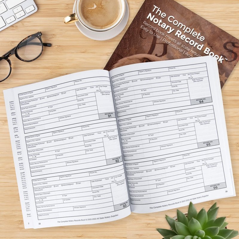 The Inside of the Complete Notary Records Book 