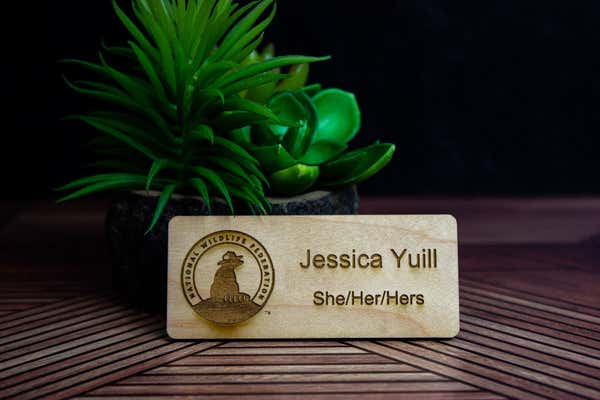Custom Wood Engraved Name Tag - 1" x 3"