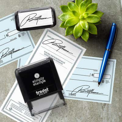 Medium Signature Stamp, 1 7/8" x 0.75" Impression Size - alternate view