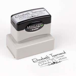 Pre Inked Stamp next to Stamp Impression