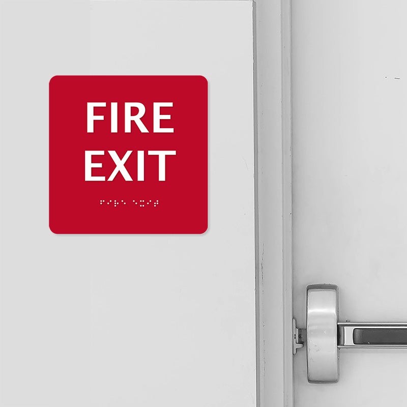 Red Square ADA Sign For A Fire Exit Red Square ADA Sign For A Fire Exit
