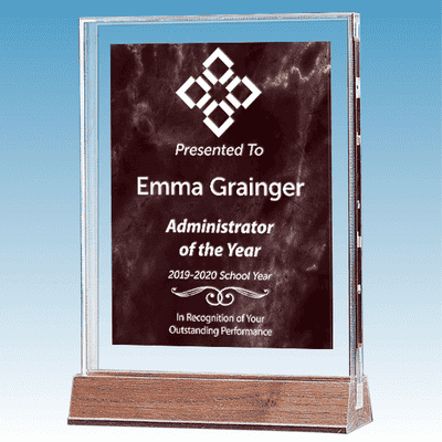 Admin Marble Ruby Polished Acrylic Award on Walnut Base