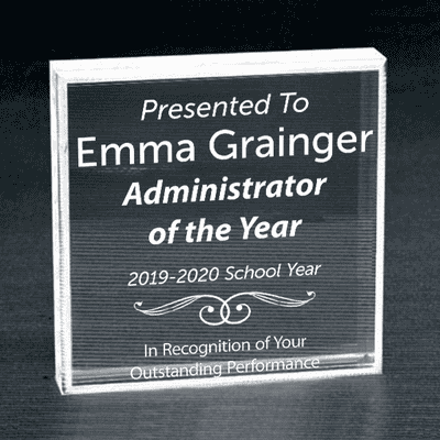 Admin of the Year Clear Paperweight