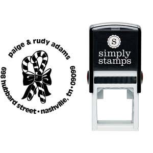 Candy Canes Address Self-Inking Rubber Stamp Body and Imprint