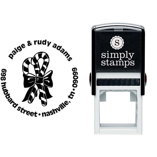 Candy Canes Address Self-Inking Rubber Stamp Body and Imprint