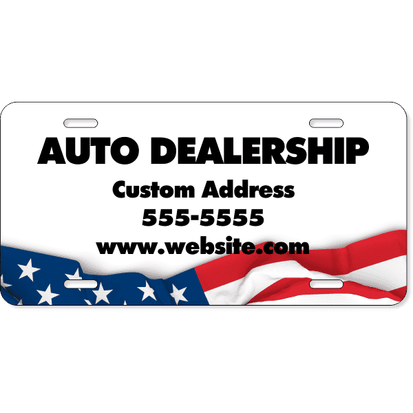 American Flag Auto Dealer License Plate