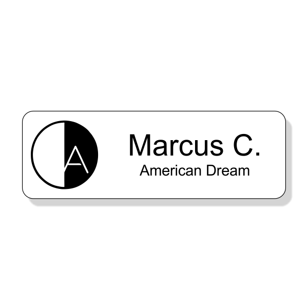 American Dream White Name Tag