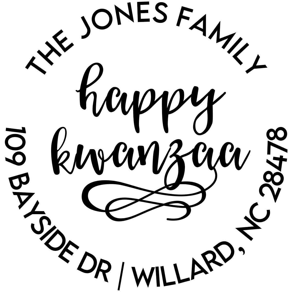 Happy Kwanzaa Round Custom Holiday Address Stamp