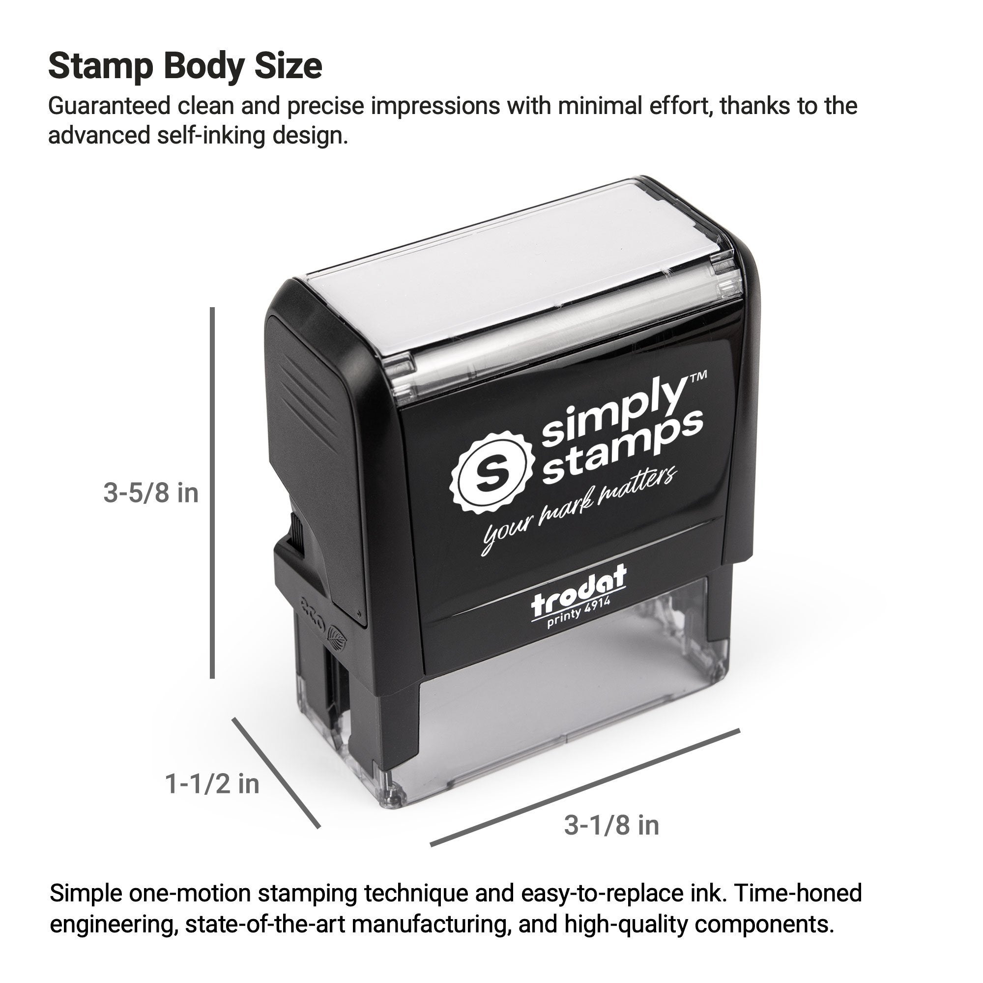 Self-inking stamp body size