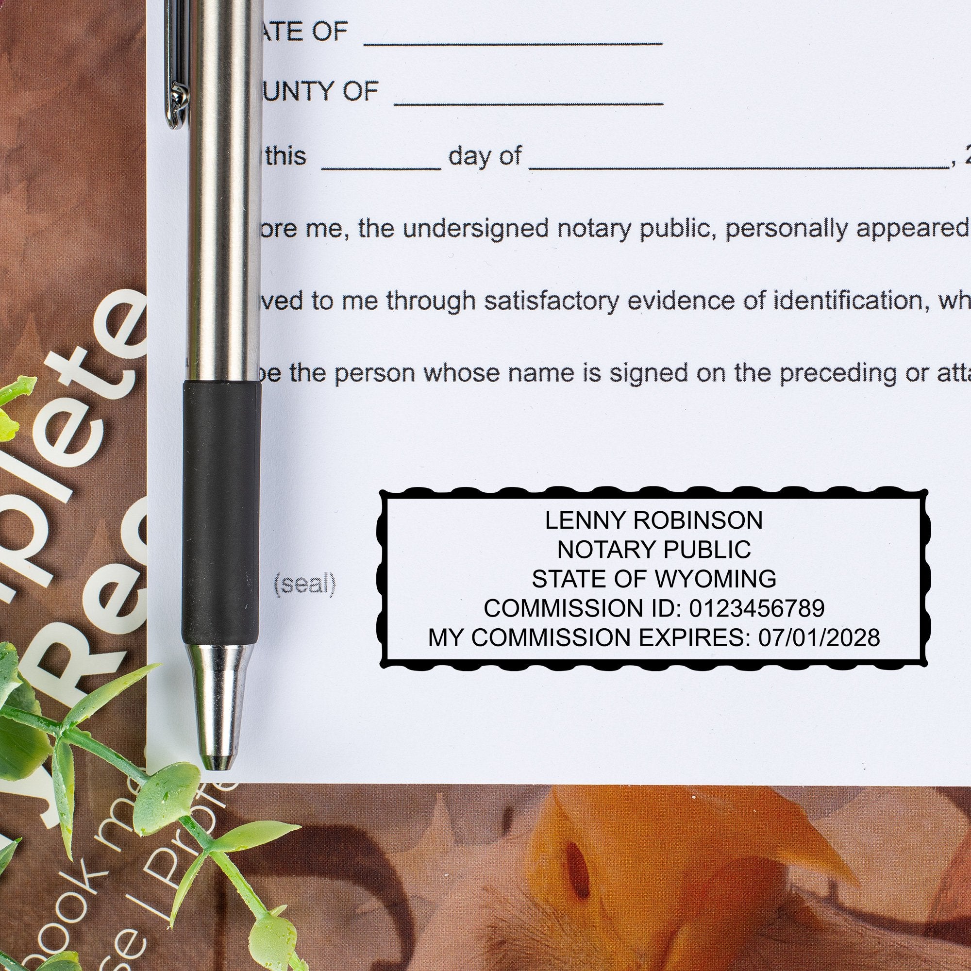 The Wyoming Rectangle Notary Seal at the bottom of a document