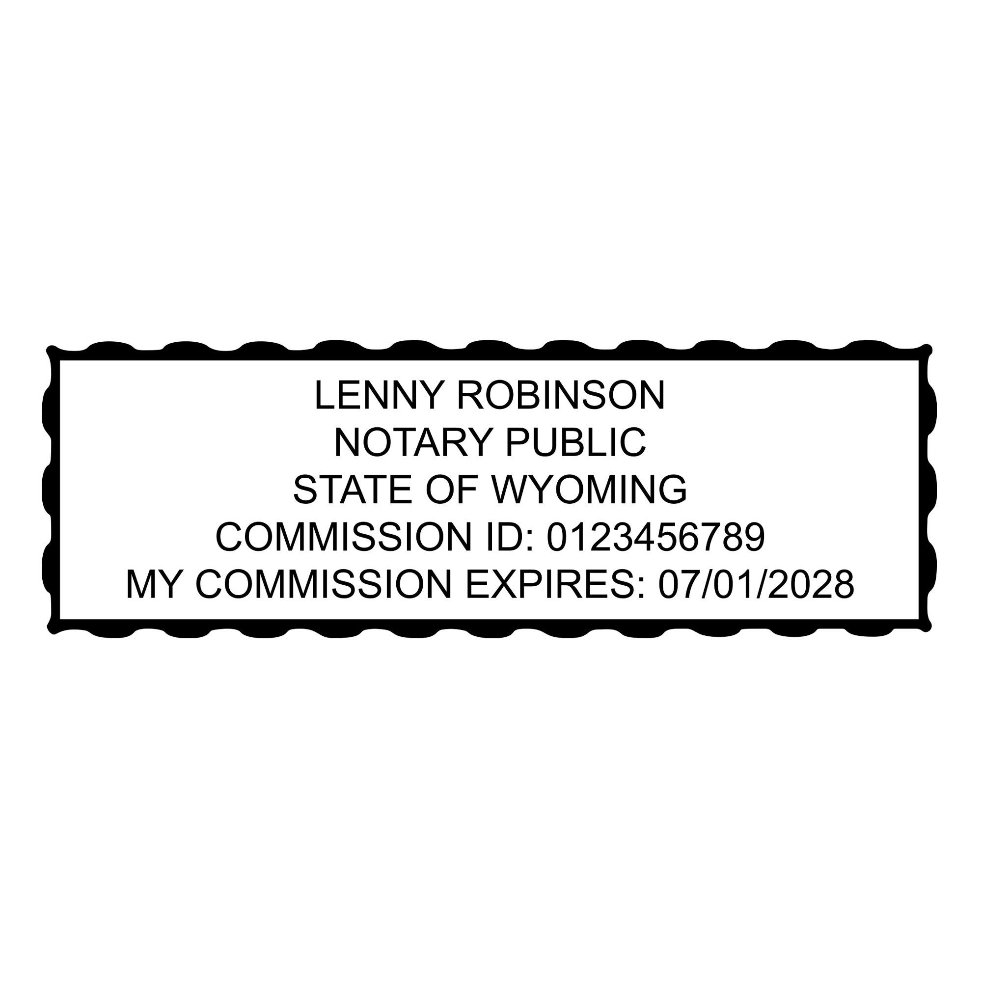 The impression of the Wyoming Rectangle Notary Seal