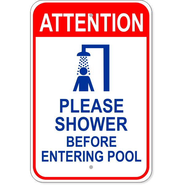 Attention Please Shower 18" x 12" Aluminum Sign