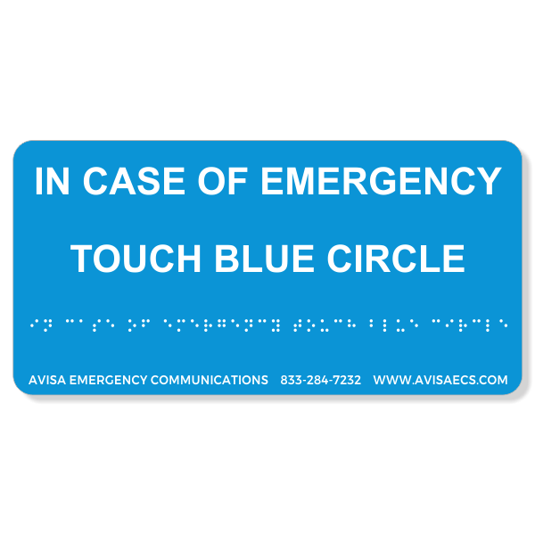Avisa Emergency Communications - Touch Blue Circle Braille Sign