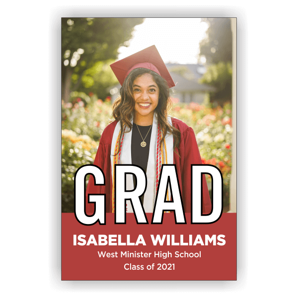 2021 Graduation Block Lettering 2' x 3' Vertical Banner