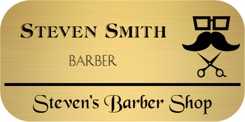 Barber Shop 3 Line Rounded Rectangle Name Tag