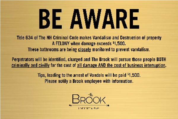 The Brook - Be Aware Brass Sign 12x8