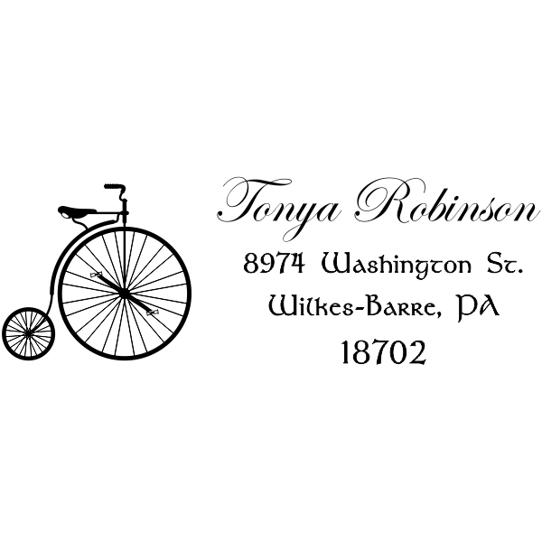 Robinson Vintage Bicycle Return Address Stamp