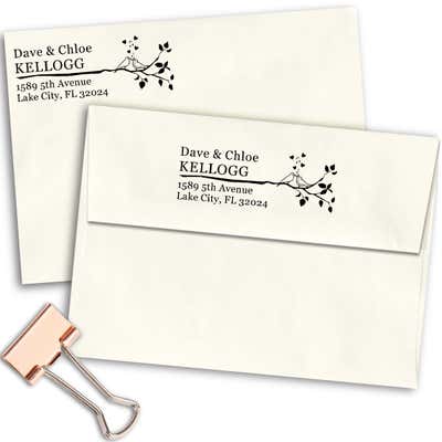 Love Birds on a Branch Address Stamp - alternate view