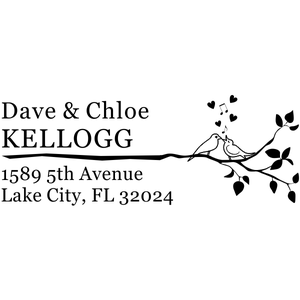 Singing Love Birds on a Branch Address Stamp