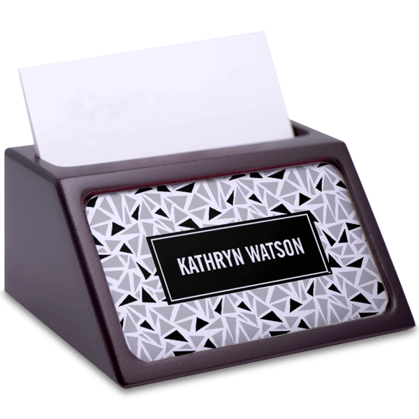 Monochrome Full Color Insert Mahogany Business Card Holder