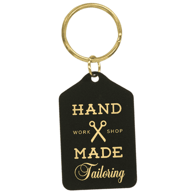 Black Brass Engraved Key Chain - Tablet Style