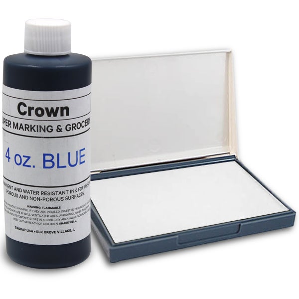 Blue 4oz SuperMarking Ink w/ Small Pad
