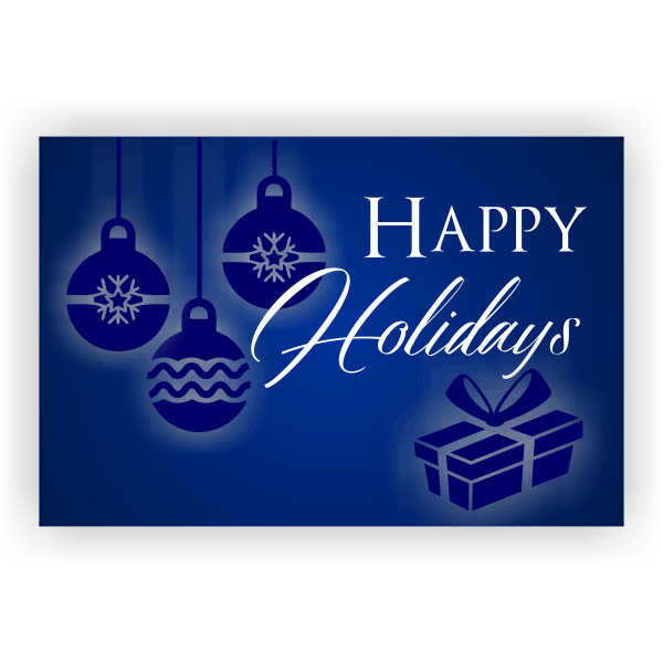 Blue Ornament Happy Holidays Banner 2' x 3'