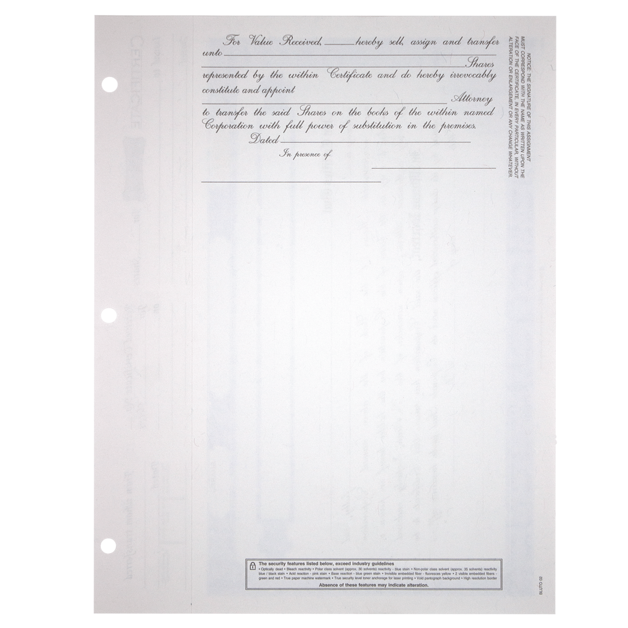 BLUTO 02 Corporate Stock Certificates