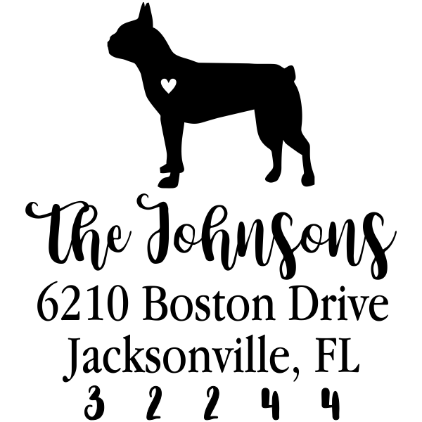 Boston Terrier Love Address Stamp