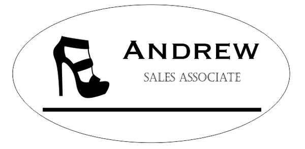 Shoe Store 2 Line Oval Boutique Name Tag