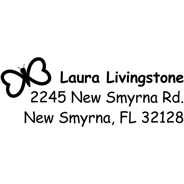 Heart Butterfly Return Address Stamp