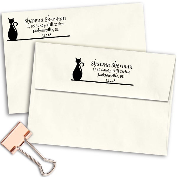 Bottle Shape Cat Address Stamp