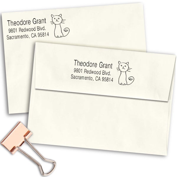 Hand Drawn Cat Address Stamp