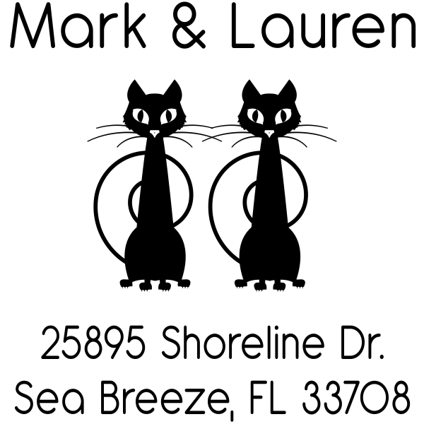 Mischevious Duo Cats Address Stamp