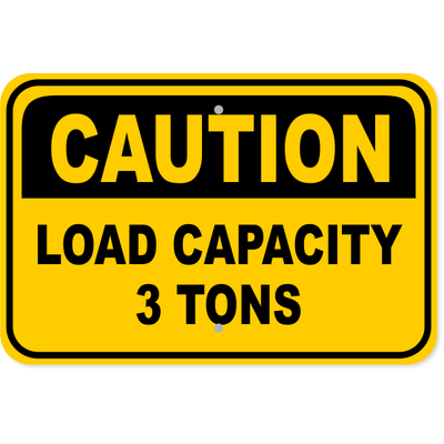 Caution Load Capacity Custom Tons Aluminum Sign | 12" x 18"