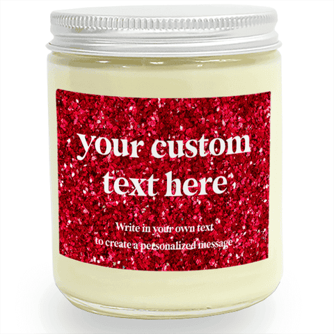 Red Glitter Candle with Custom Text Corporate Gift