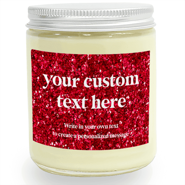 Red Glitter Candle with Custom Text Corporate Gift