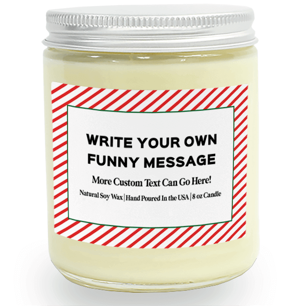 Custom Holiday Candle with Red Striped Background Product