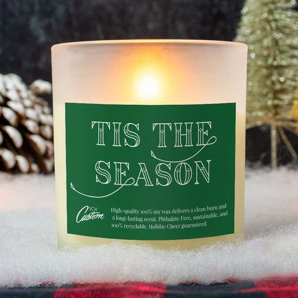 Tis the Season Deco Glass Candle
