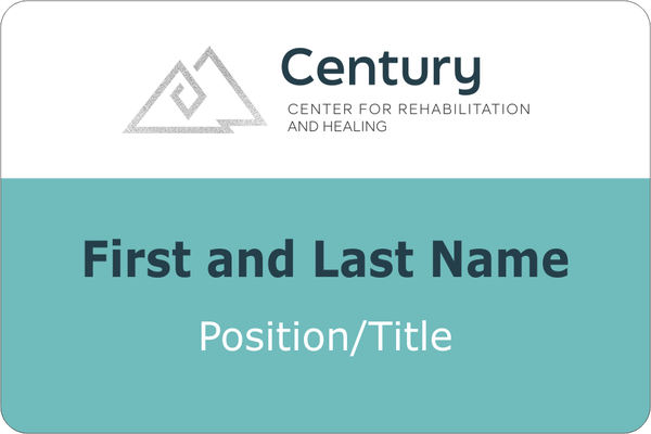 Century Rehab 2"x3 White Aluminum Name Tag w/Magnet