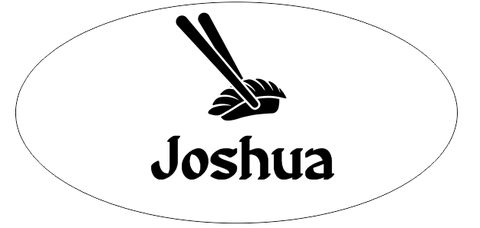 Chopsticks Sushi Restaurant Oval Name Tag