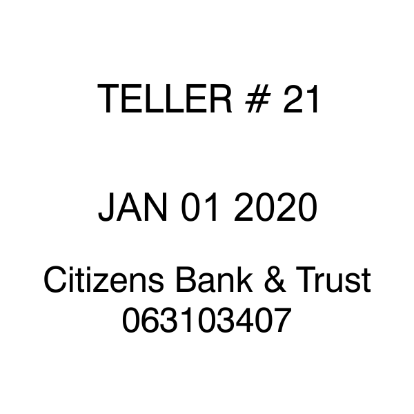Citizens Bank & Trust Teller Stamp