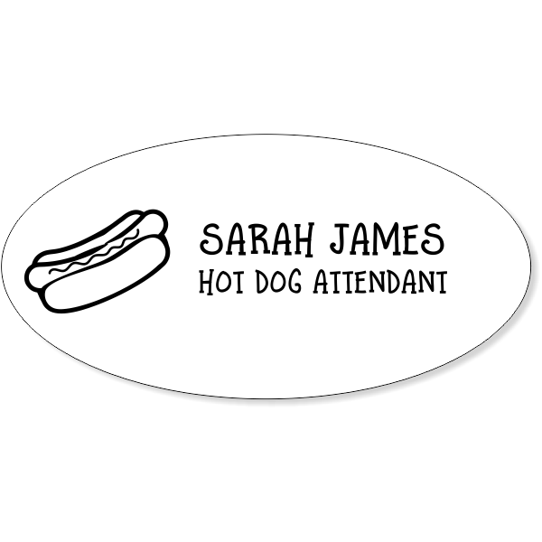 Hot Dog Engraved Oval Name Tag