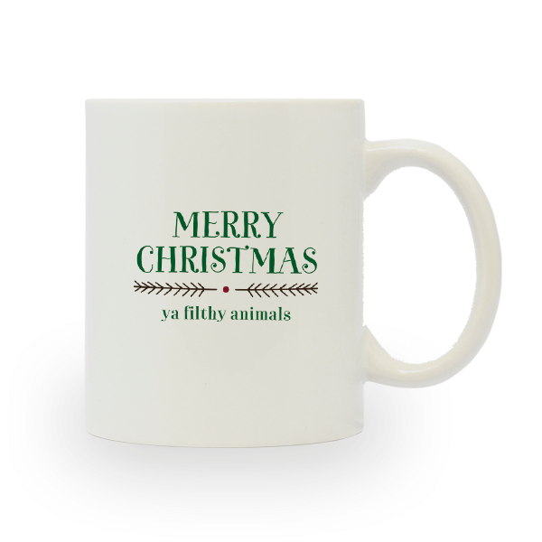 Merry Christmas Ya Filthy Animals Custom Holiday Ceramic Mug