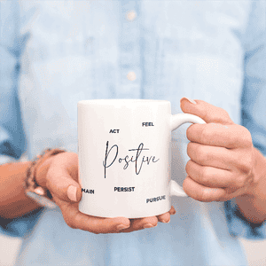 Think Positive Motivational Coffee Mug Lifestyle